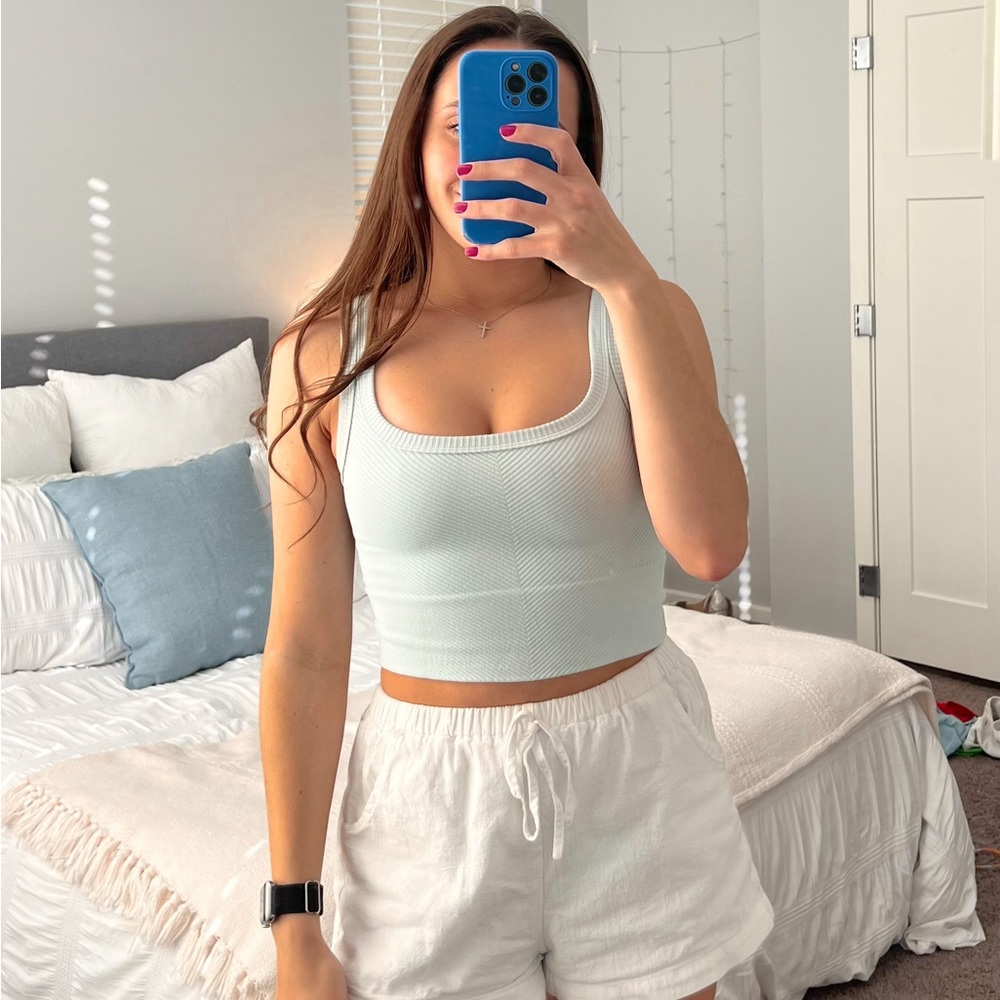 Women's blue Ribbed Tank Top